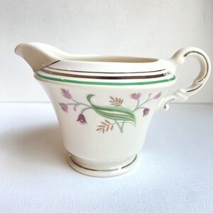 Syracuse China creamer in Corabel pattern Virginia shape Old Ivory platinum trim